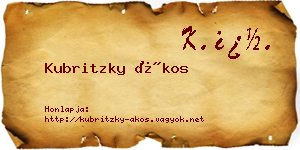 Kubritzky Ákos névjegykártya